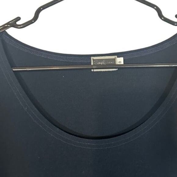 Simpli Black Long Sleeve Tie Front Knot Scoop Neck Long Tunic Blouse Women Sz 8 - Picture 4 of 8